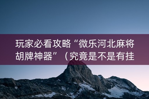 玩家必看攻略“微乐河北麻将胡牌神器”（究竟是不是有挂)