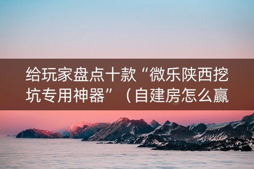 给玩家盘点十款“微乐陕西挖坑专用神器”（自建房怎么赢)