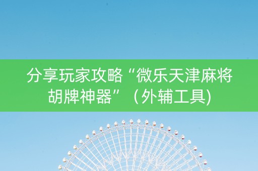 分享玩家攻略“微乐天津麻将胡牌神器”（外辅工具)