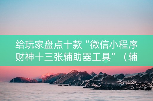 给玩家盘点十款“微信小程序财神十三张辅助器工具”（辅牌器插件购买)