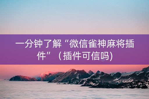 一分钟了解“微信雀神麻将插件”（插件可信吗)