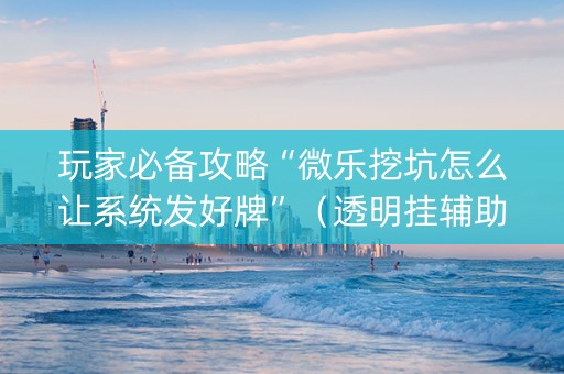 玩家必备攻略“微乐挖坑怎么让系统发好牌”（透明挂辅助器)