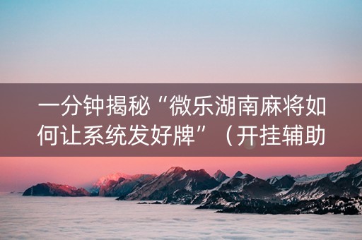 一分钟揭秘“微乐湖南麻将如何让系统发好牌”（开挂辅助插件)