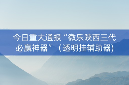 今日重大通报“微乐陕西三代必赢神器”（透明挂辅助器)