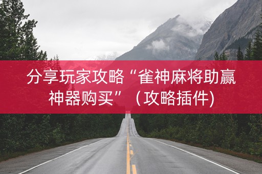 分享玩家攻略“雀神麻将助赢神器购买”（攻略插件)