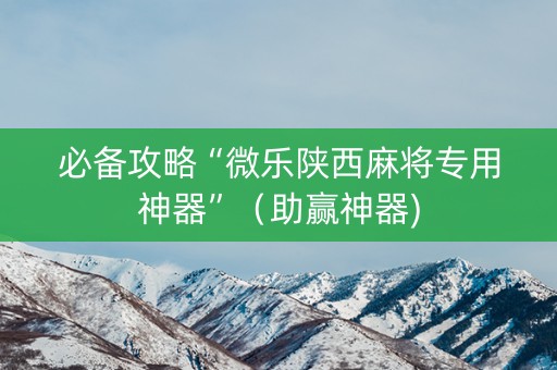 必备攻略“微乐陕西麻将专用神器”（助赢神器)