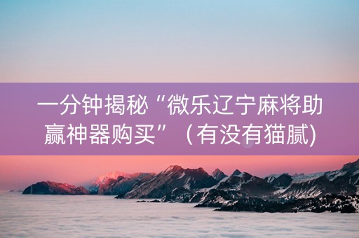 一分钟揭秘“微乐辽宁麻将助赢神器购买”（有没有猫腻)