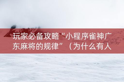 玩家必备攻略“小程序雀神广东麻将的规律”（为什么有人一直赢)