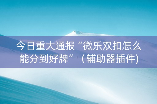 今日重大通报“微乐双扣怎么能分到好牌”（辅助器插件)