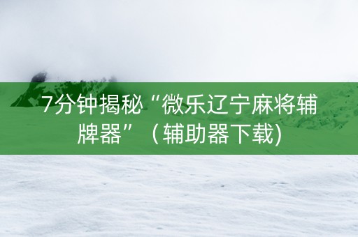 7分钟揭秘“微乐辽宁麻将辅牌器”（辅助器下载)