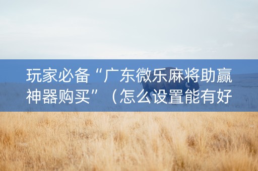 玩家必备“广东微乐麻将助赢神器购买”（怎么设置能有好牌)