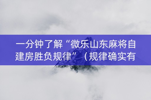 一分钟了解“微乐山东麻将自建房胜负规律”（规律确实有挂)