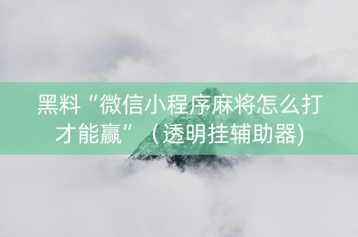 黑料“微信小程序麻将怎么打才能赢”（透明挂辅助器)