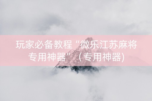 玩家必备教程“微乐江苏麻将专用神器”（专用神器)