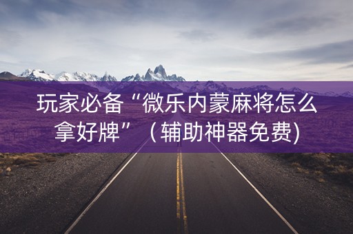 玩家必备“微乐内蒙麻将怎么拿好牌”（辅助神器免费)