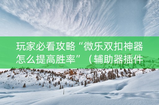 玩家必看攻略“微乐双扣神器怎么提高胜率”（辅助器插件)