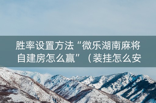 胜率设置方法“微乐湖南麻将自建房怎么赢”（装挂怎么安装)