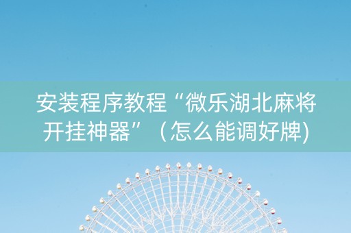 安装程序教程“微乐湖北麻将开挂神器”（怎么能调好牌)