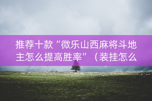 推荐十款“微乐山西麻将斗地主怎么提高胜率”（装挂怎么安装)