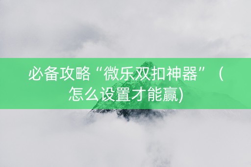 必备攻略“微乐双扣神器”（怎么设置才能赢)