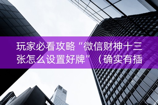 玩家必看攻略“微信财神十三张怎么设置好牌”（确实有插件吗)