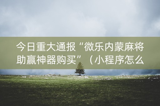 今日重大通报“微乐内蒙麻将助赢神器购买”（小程序怎么才会赢)