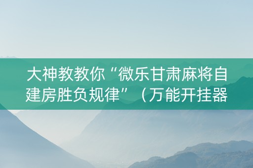 大神教教你“微乐甘肃麻将自建房胜负规律”（万能开挂器)