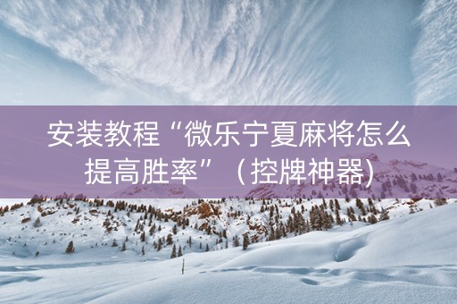 安装教程“微乐宁夏麻将怎么提高胜率”（控牌神器)