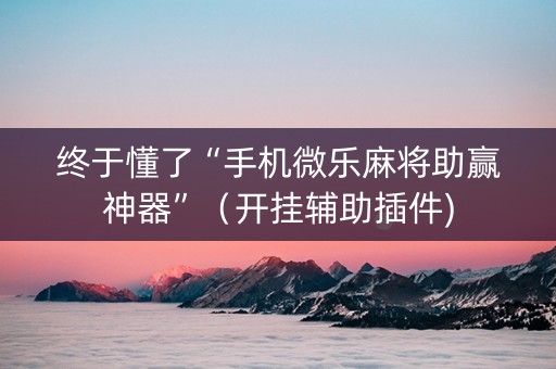 终于懂了“手机微乐麻将助赢神器”（开挂辅助插件)