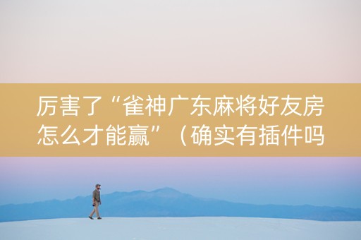 厉害了“雀神广东麻将好友房怎么才能赢”（确实有插件吗)