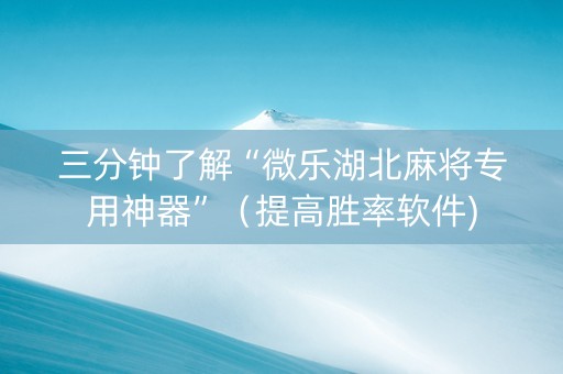 三分钟了解“微乐湖北麻将专用神器”（提高胜率软件)