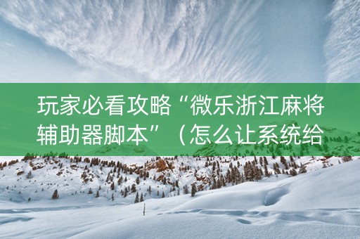 玩家必看攻略“微乐浙江麻将辅助器脚本”（怎么让系统给你发好牌)