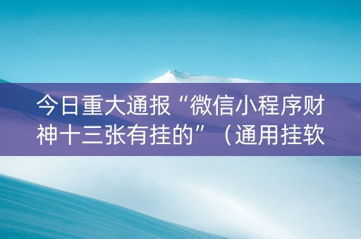 今日重大通报“微信小程序财神十三张有挂的”（通用挂软件多少钱)
