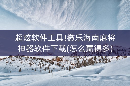 超炫软件工具!微乐海南麻将神器软件下载(怎么赢得多)