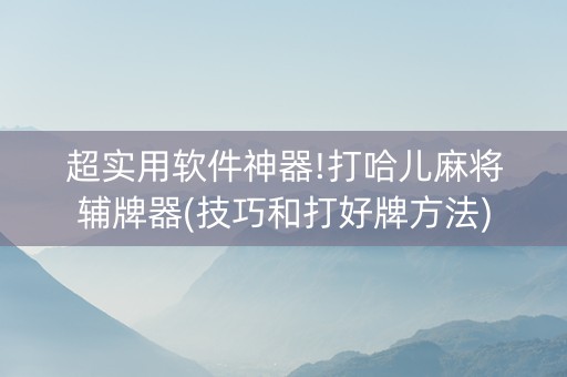 超实用软件神器!打哈儿麻将辅牌器(技巧和打好牌方法)
