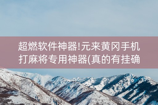 超燃软件神器!元来黄冈手机打麻将专用神器(真的有挂确实有挂)