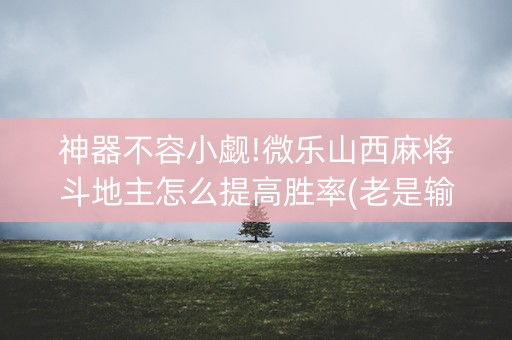 神器不容小觑!微乐山西麻将斗地主怎么提高胜率(老是输怎么回事)