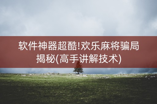 软件神器超酷!欢乐麻将骗局揭秘(高手讲解技术)