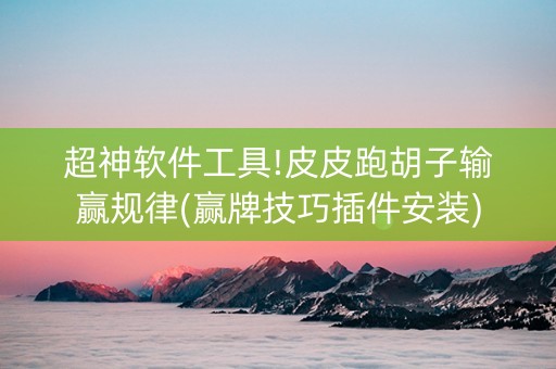 超神软件工具!皮皮跑胡子输赢规律(赢牌技巧插件安装)