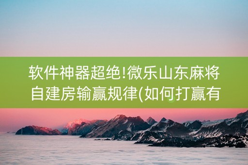软件神器超绝!微乐山东麻将自建房输赢规律(如何打赢有插件吗)