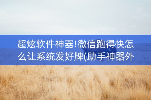 超炫软件神器!微信跑得快怎么让系统发好牌(助手神器外辅工具)