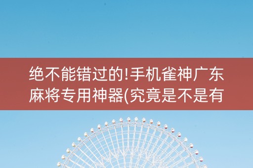 绝不能错过的!手机雀神广东麻将专用神器(究竟是不是有挂)