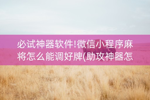 必试神器软件!微信小程序麻将怎么能调好牌(助攻神器怎么才会赢)