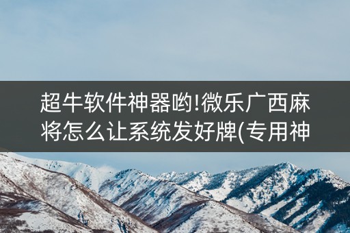 超牛软件神器哟!微乐广西麻将怎么让系统发好牌(专用神器)