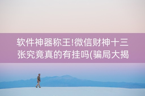 软件神器称王!微信财神十三张究竟真的有挂吗(骗局大揭秘)