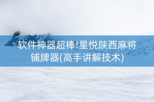 软件神器超棒!星悦陕西麻将铺牌器(高手讲解技术)