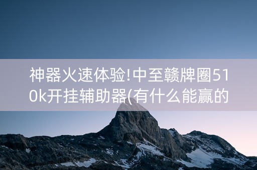 神器火速体验!中至赣牌圈510k开挂辅助器(有什么能赢的方法)