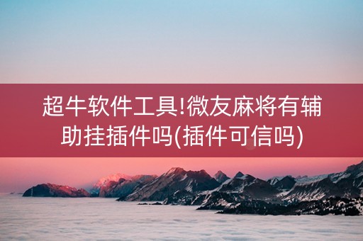 超牛软件工具!微友麻将有辅助挂插件吗(插件可信吗)