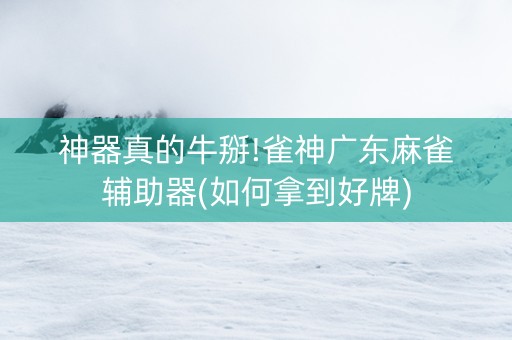 神器真的牛掰!雀神广东麻雀辅助器(如何拿到好牌)