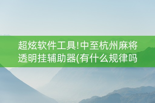 超炫软件工具!中至杭州麻将透明挂辅助器(有什么规律吗)